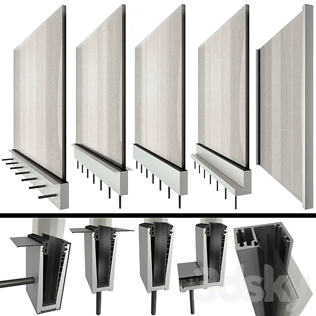 Glass railing high-tech railing _ Glass railing handrails 3D Model