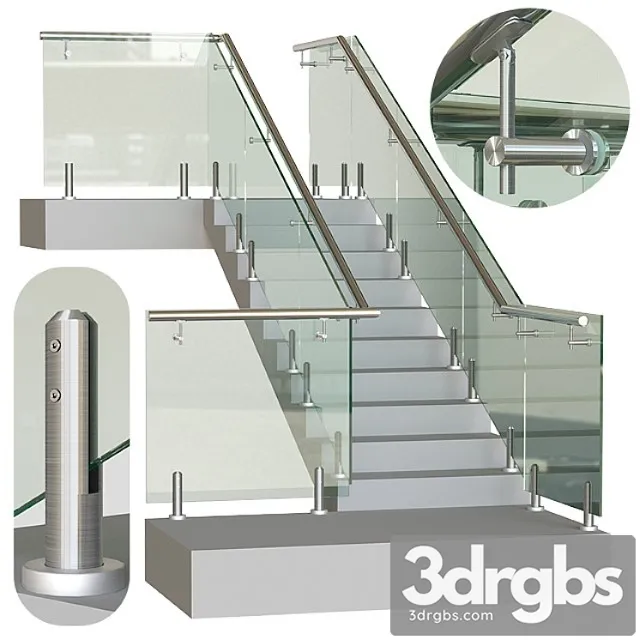 Glass railing on mini racks 4 3D Model Download