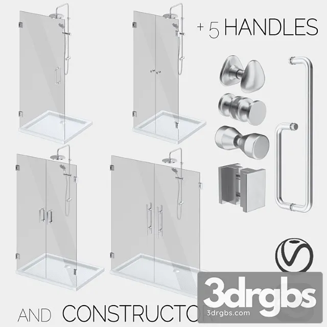 Glass Shower Cabins Constructor and Handle Set 3 3D Model Download Glass Shower Cabins Constructor and Handle Set 3 3D Model Download