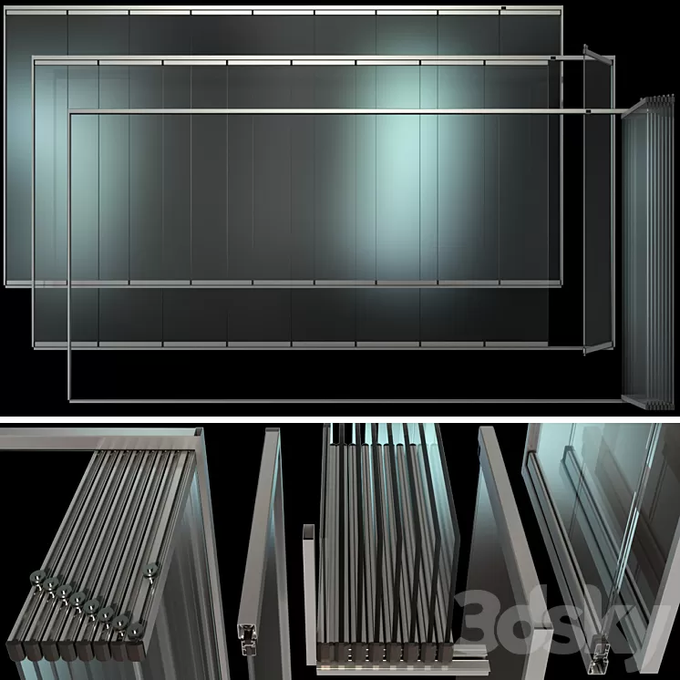Glass Sliding Partition Walls 3D Model