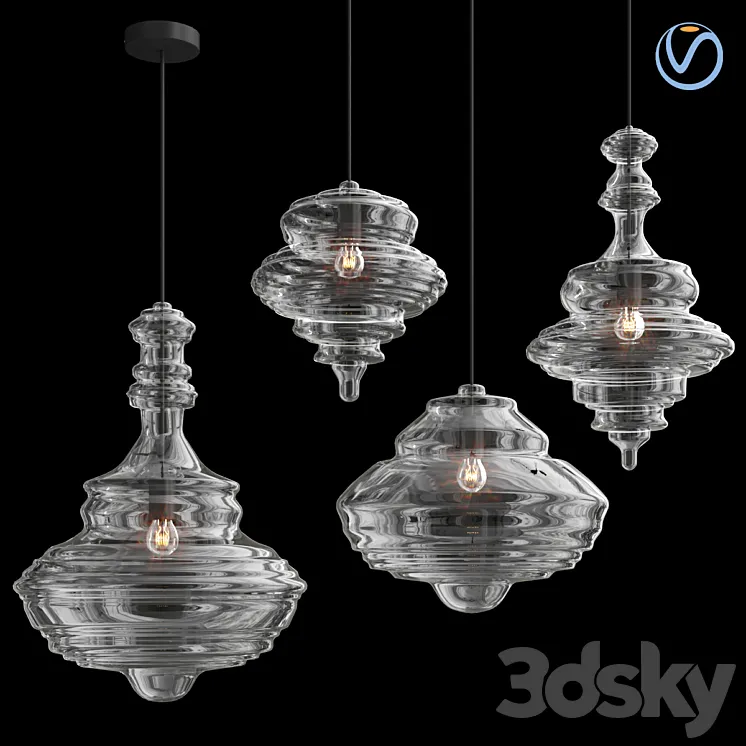 Glass suspension collection 3D Model Free Download