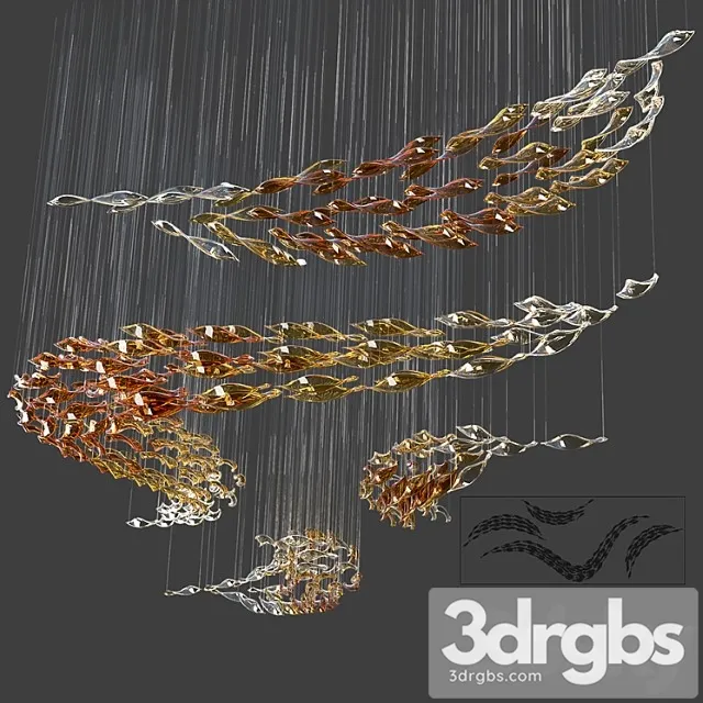 Glass Waves Chandelier S Shape 3D Model Download