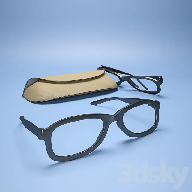 Glasses with case 3DModel Glasses with case 3DModel