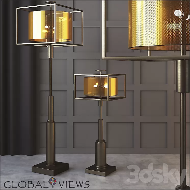 Global Views Double Shade Lamp and Floor Lamp 3D Model