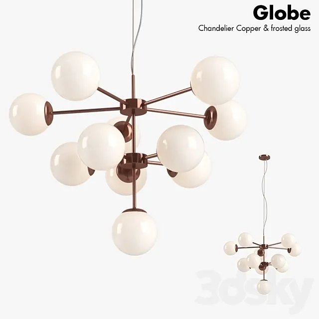 Globe Chandelier Copper Lamp 3DModel Globe Chandelier Copper Lamp 3DModel