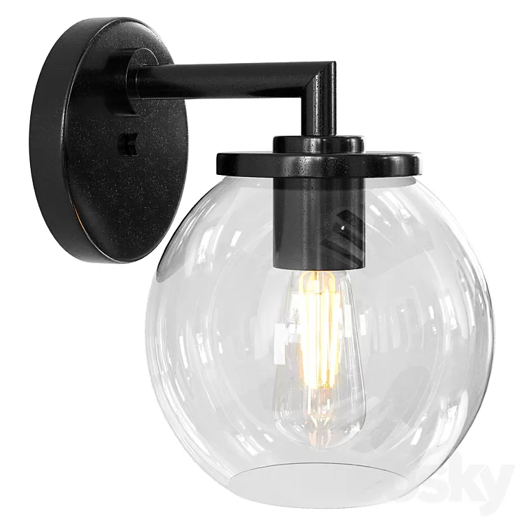 Globe Lanterns Light Black Farmhouse Outdoor Wall Lantern Light 3D Model Free Download