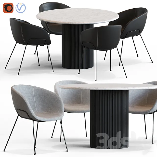 Globewest Benjamin Table and Duke Chair 3D Model