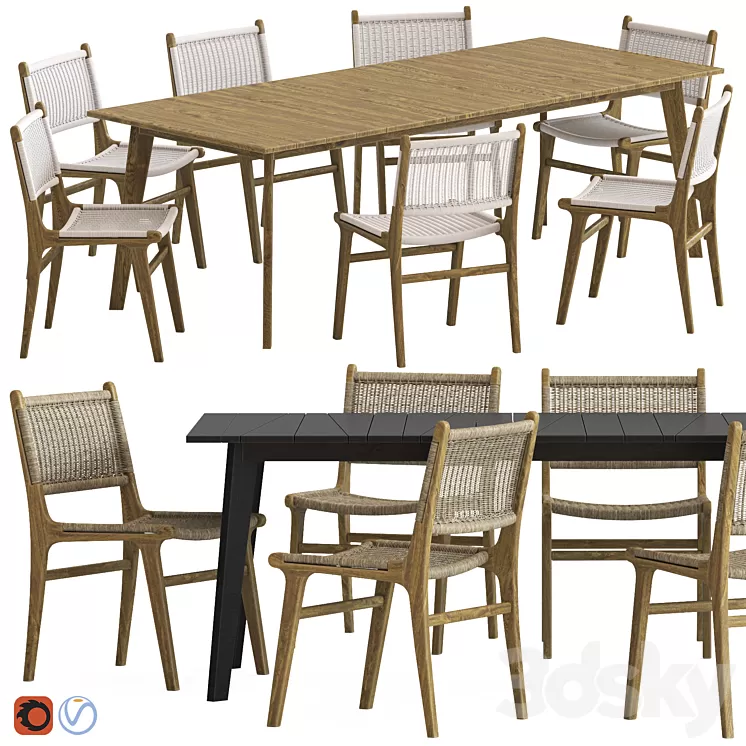 Globewest Noosa Chair and Noosa Table 3D Model Globewest Noosa Chair and Noosa Table 3D Model