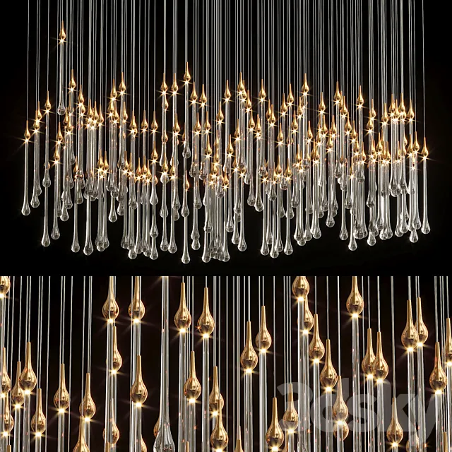 Glockiny Tear Drop Chandelier 3D Model Glockiny Tear Drop Chandelier 3D Model