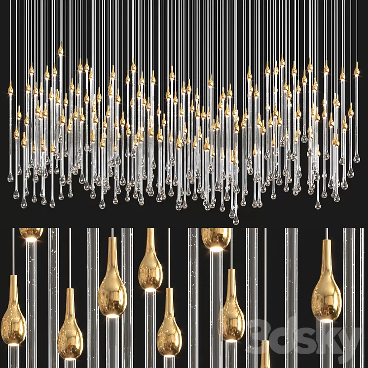 Glockiny tear drop chandelier 3D Model Free Download