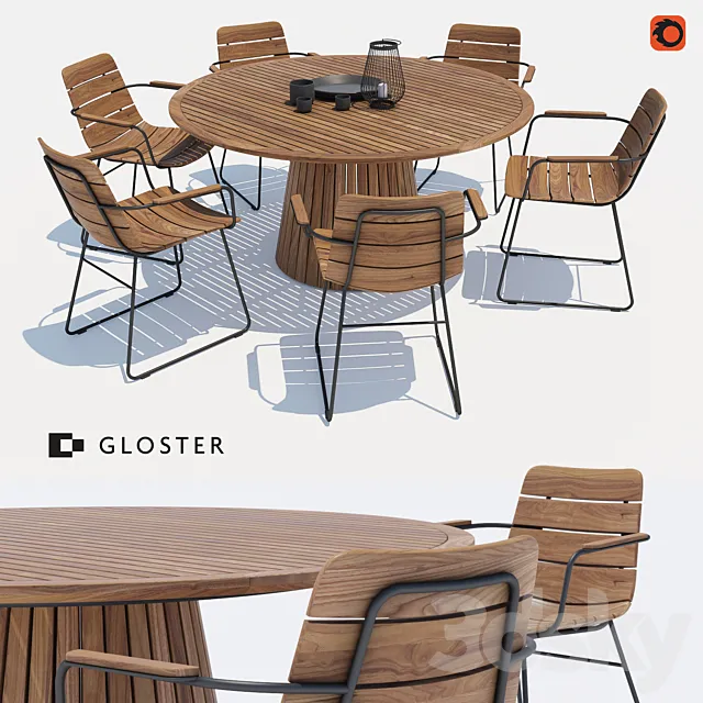 Gloster William chair + Whirl table 3D Model Gloster William chair + Whirl table 3D Model