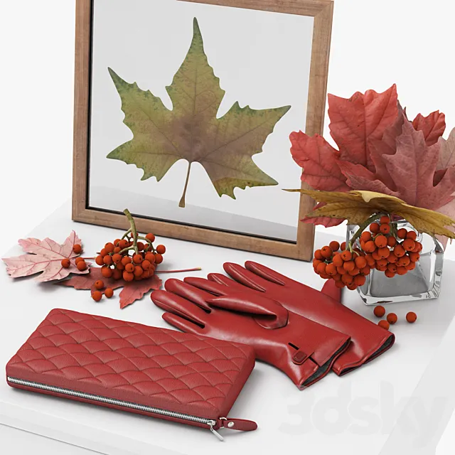 Gloves _ & _ Leafs 3D Model Gloves _ & _ Leafs 3D Model