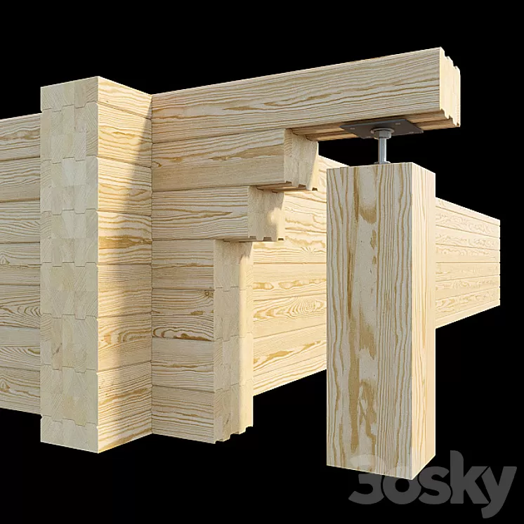 Glued beam 3D Model Glued beam 3D Model