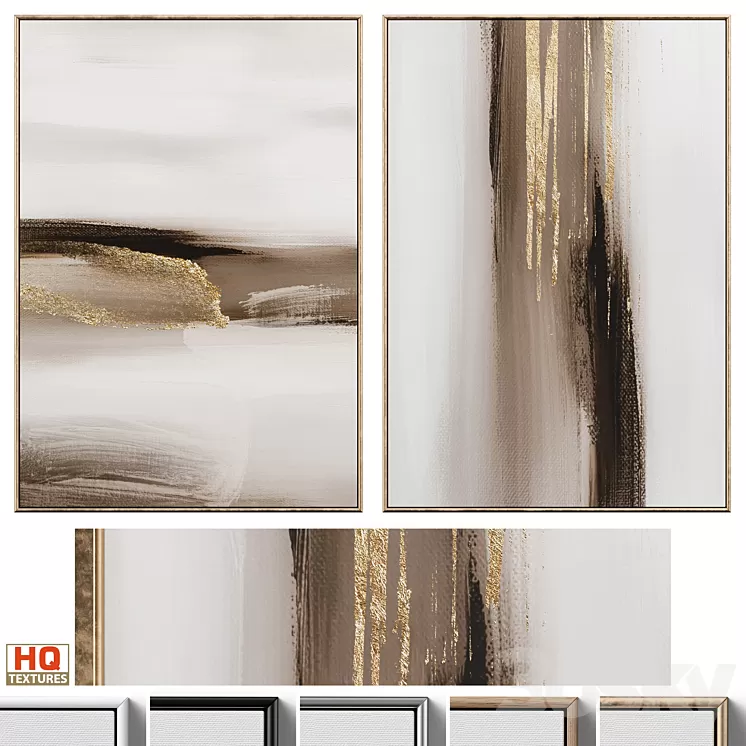 Gold And Brown Accent Abstract Wall Art C-549 3D Model Free Download