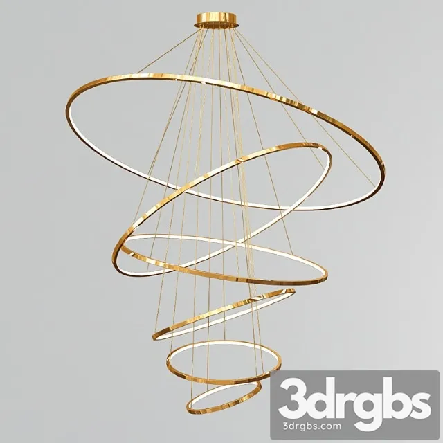 Gold and nickel led swirl six ring chandeliers Gold and nickel led swirl six ring chandeliers