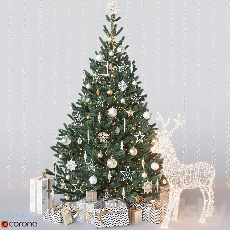 Gold christmas tree 3D Model Gold christmas tree 3D Model