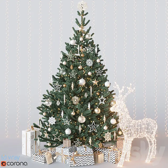 Gold christmas tree 3DModel Gold christmas tree 3DModel