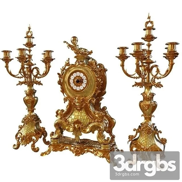 Gold Clock Classic 3D Model Download