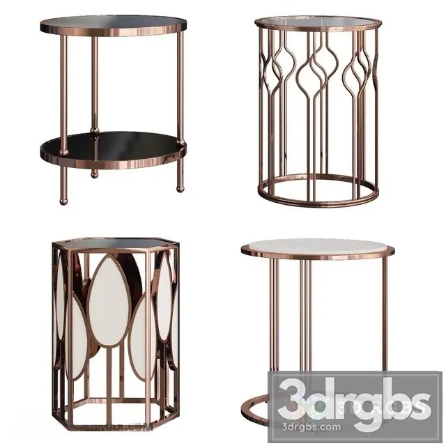 Gold Coffee Table 02 3D Model Download