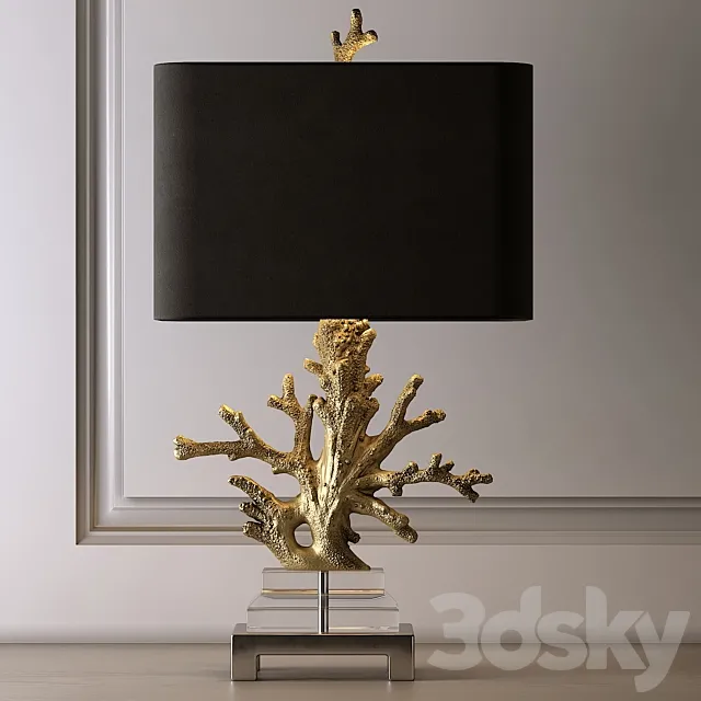 Gold coral table lamp 3D Model