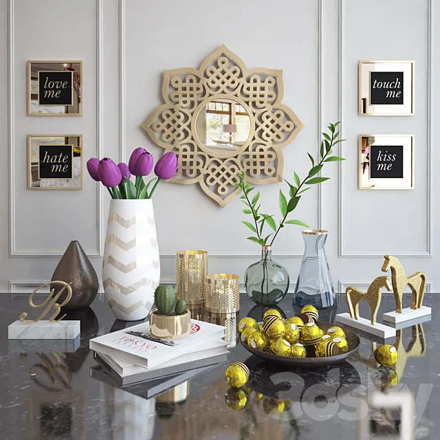 Gold Decorative Set 3 3D Model Gold Decorative Set 3 3D Model