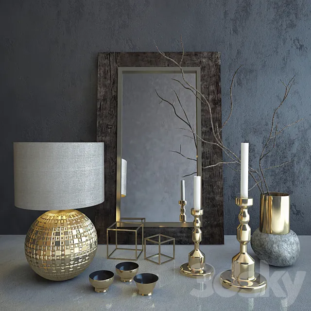 Gold Decorative Set 3D Model