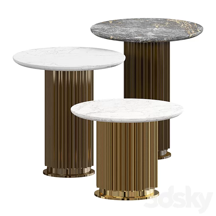 Gold Emperador Dark Coffee Table 3D Model