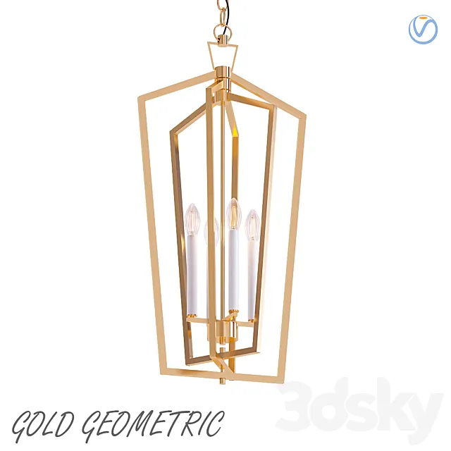 Gold Geometric Pendant 3D Model