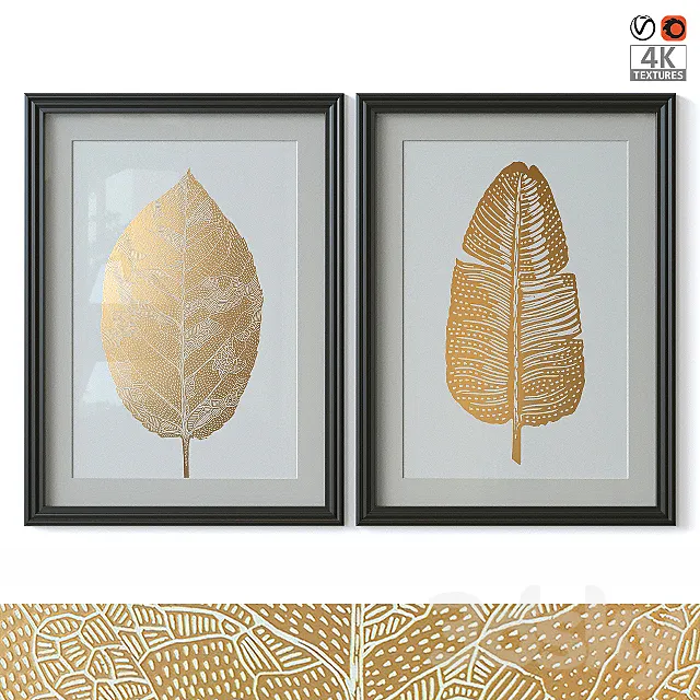 Gold leaf painting 3D Model Gold leaf painting 3D Model