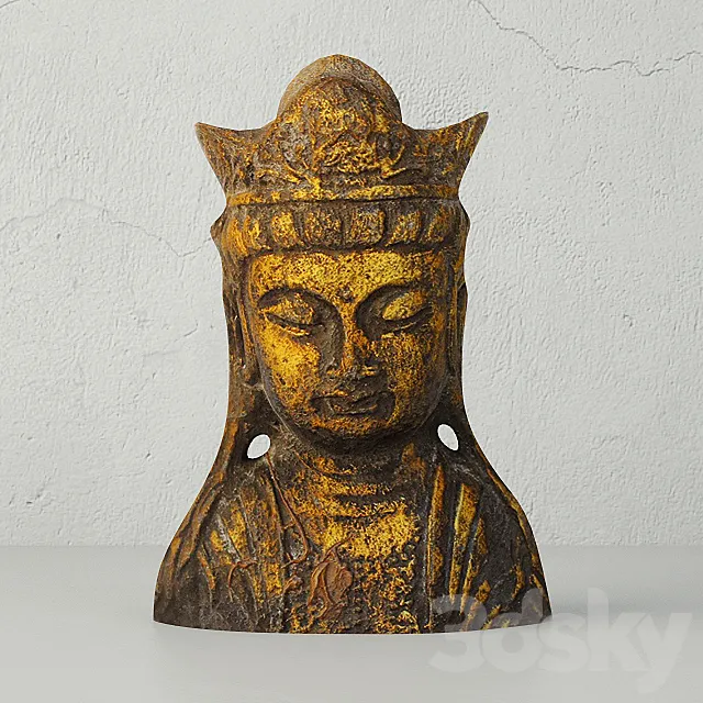 Gold Leafed Metal Buddha Head 3DModel Gold Leafed Metal Buddha Head 3DModel