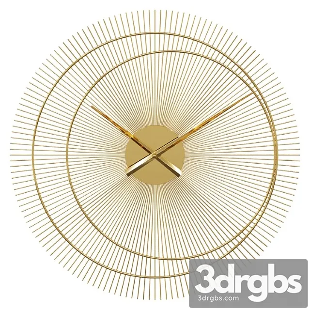 Gold metal clock d60cm wall clock dubai 3D Model Download