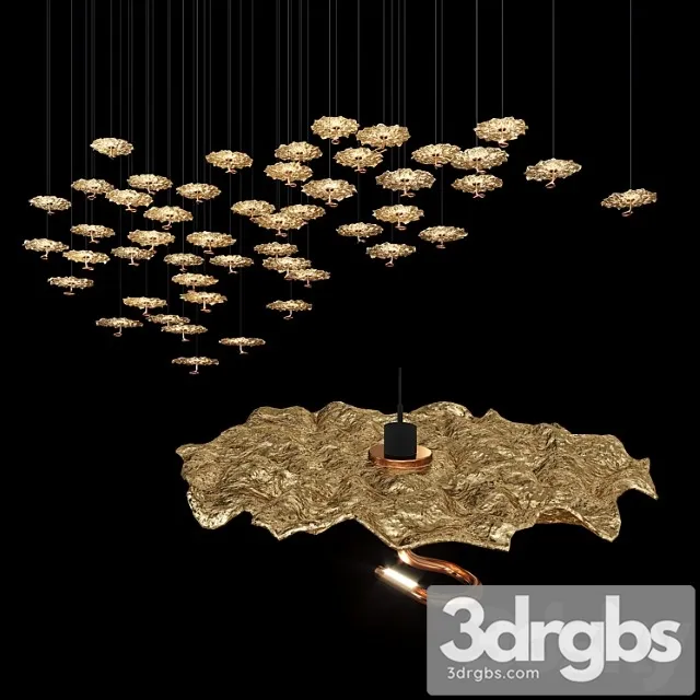 Gold Moon Chandelier 3D Model Download