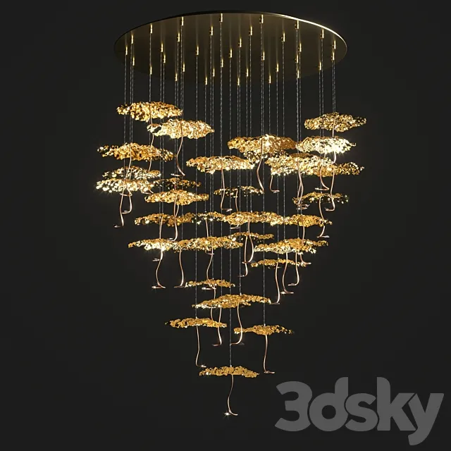 Gold Moon Chandelier Catellani & Smith 3DModel Gold Moon Chandelier Catellani & Smith 3DModel