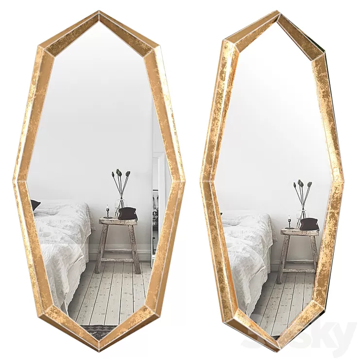 Gold Octagonal Mirror – Eichholtz Narcissus 112695 3D Model