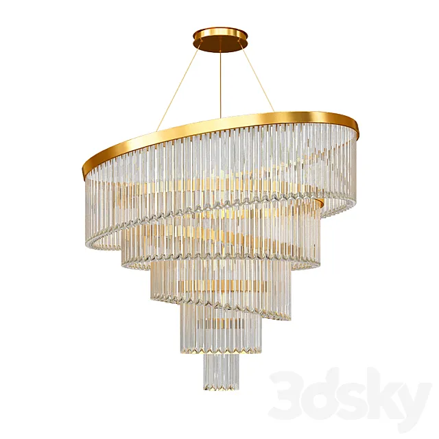 Gold Plated Spiral Crystal Designer Chandelier 3D Model