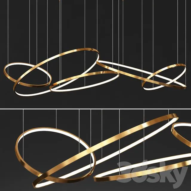 Gold Ring Chandelier 3 3D Model