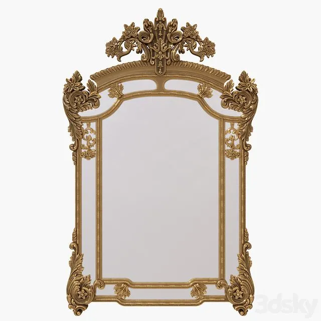 Gold rococo mirror 3D Model