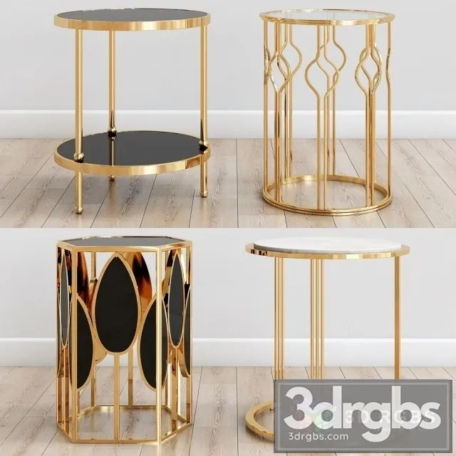 Gold Side Table 3D Model Download
