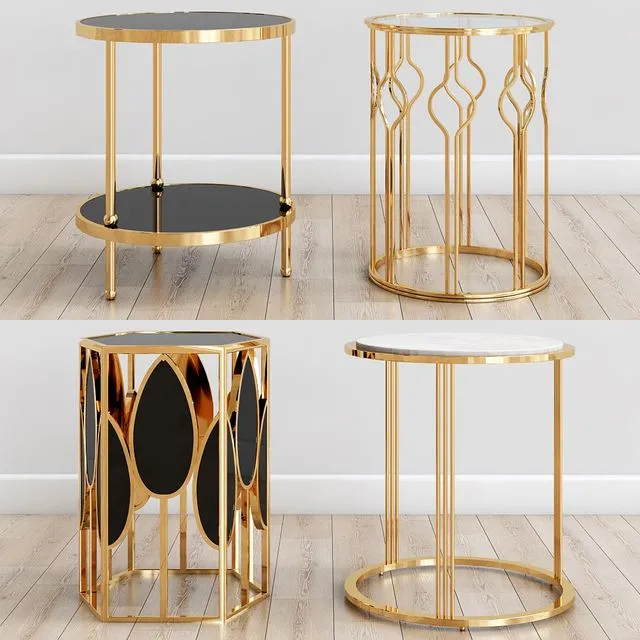 Gold side tables 3D Model