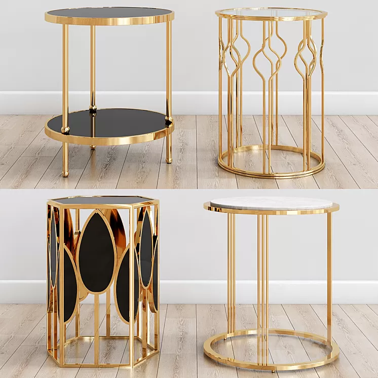 Gold side tables 3D Model Gold side tables 3D Model