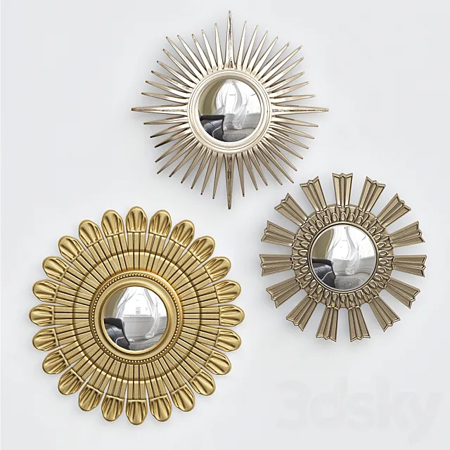Gold Sunburst Mirror 3DModel Gold Sunburst Mirror 3DModel