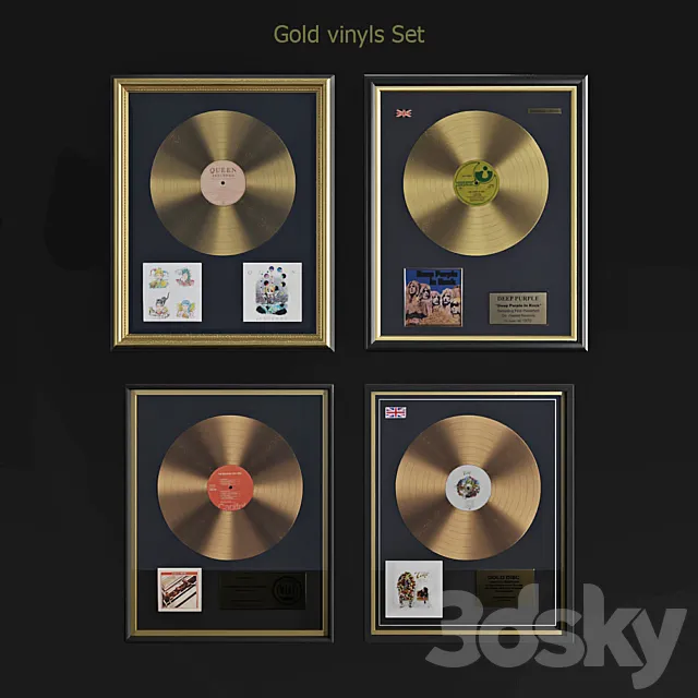 Gold vinyls set 3D Model Gold vinyls set 3D Model