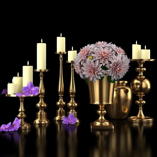 Gold_Pillar_Holders 3D Model Gold_Pillar_Holders 3D Model