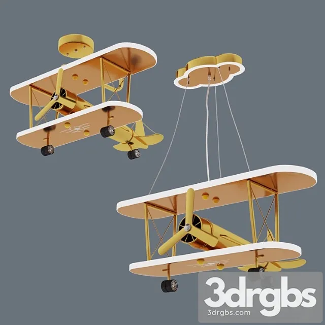 Golden chandelier airplane 3D Model Download