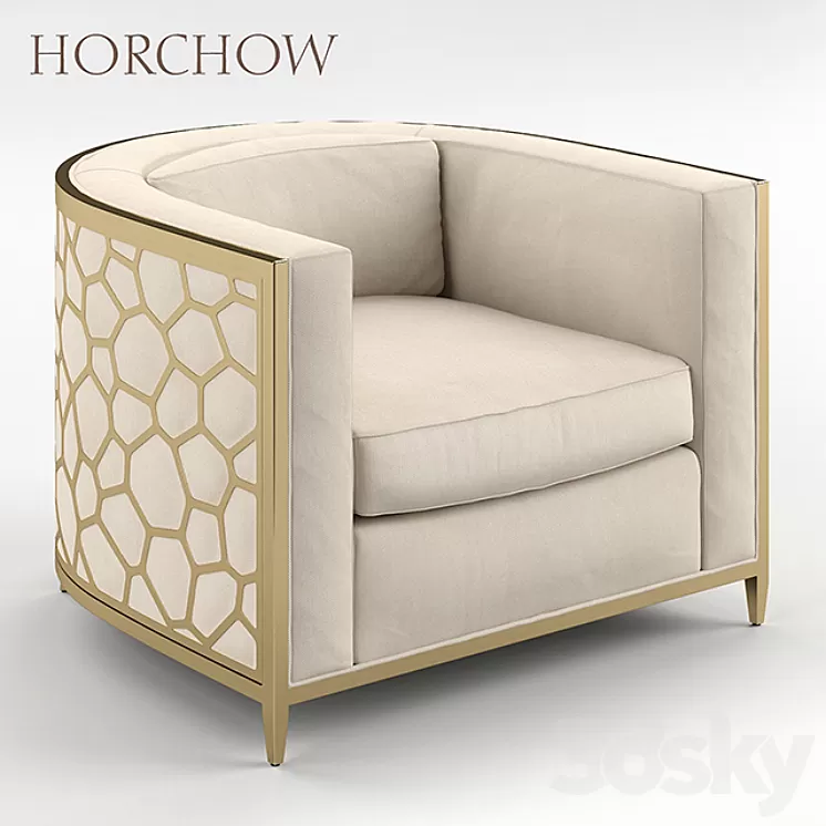 Golden Curved Chair Horchow 3D Model