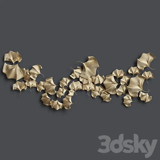 Golden ginkgo leaves 3D Model Golden ginkgo leaves 3D Model