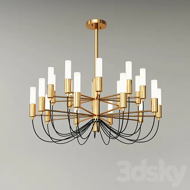Golden Iron Led Chandelier 3D Model