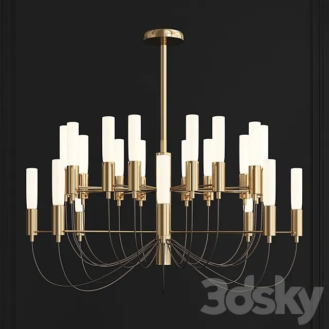 Golden Iron Led Chandelier 3DModel Golden Iron Led Chandelier 3DModel