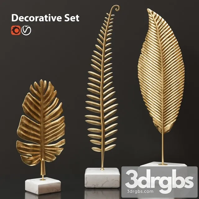 Golden Leaves Decorative Set 3D Model Download Golden Leaves Decorative Set 3D Model Download