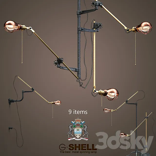 Goldenshell set (9 items) of industrial steampunk extension 3D Model